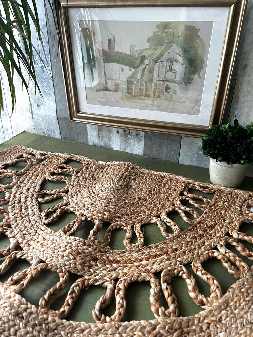🌴Handwoven Boho Half Moon 100% Jute Rug/Doormat | Wall Hanging| 18x30